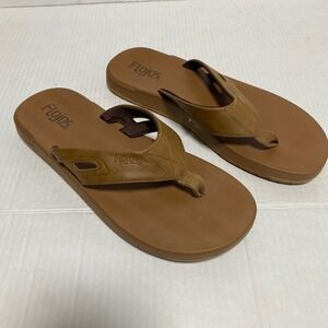 Flojos Mens 11 Tan Brown Flip Flop Sandals Thong Strap Casual Beach Summer Shoes